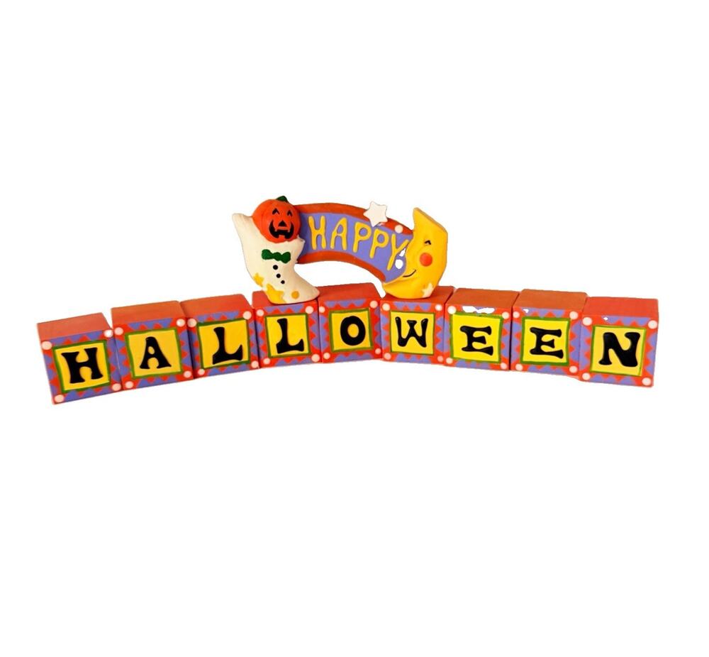 Vintage Happy Halloween Blocks Decoration Midwest Importers of Cannon Falls